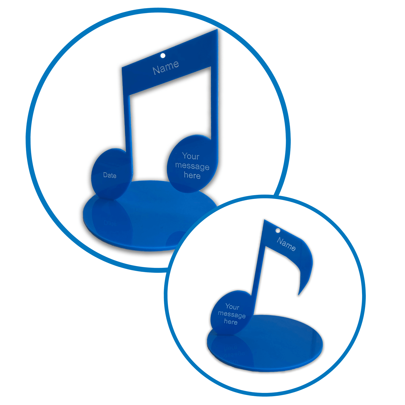 Musical Notes Single Note and Double Note Inside A Blue Circle