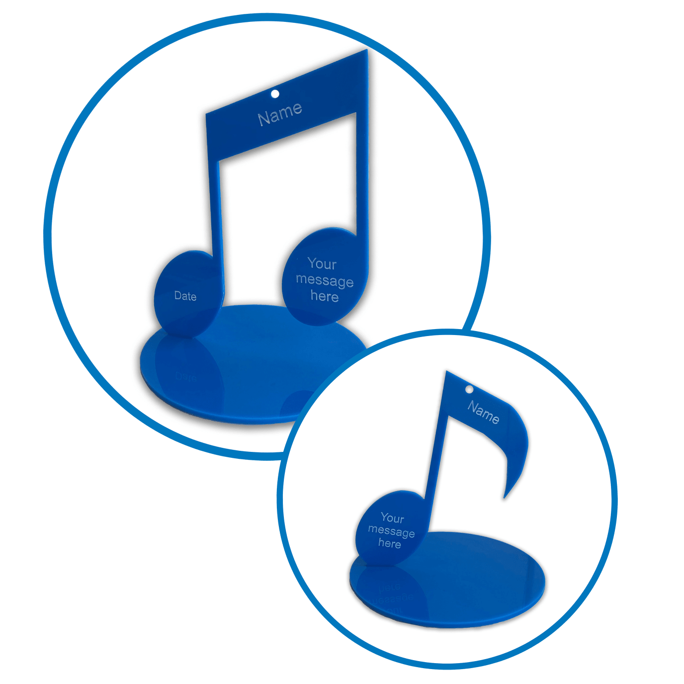 Musical Notes Single Note and Double Note Inside A Blue Circle