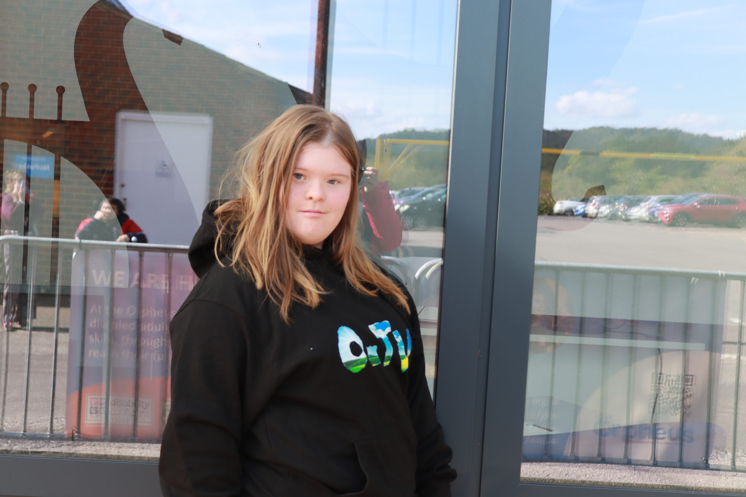 Fashionista Lucy modelling the O-TV merchandise