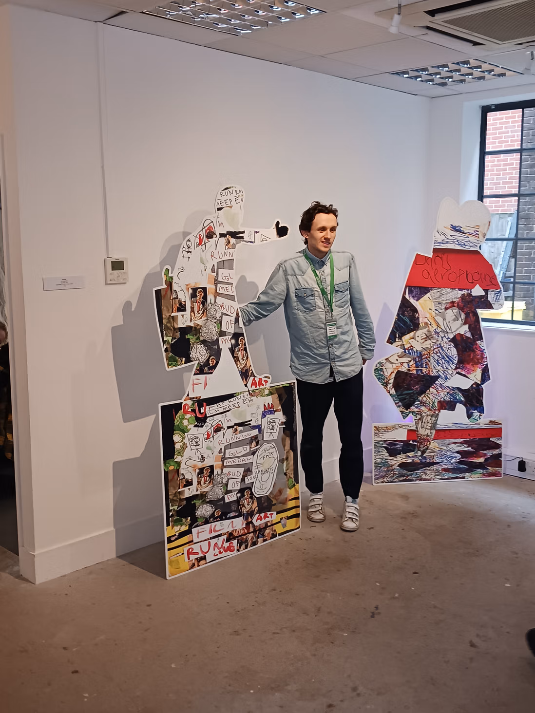 Student showcasing his art