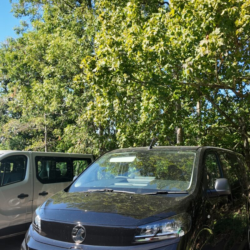 Front left of the minibus